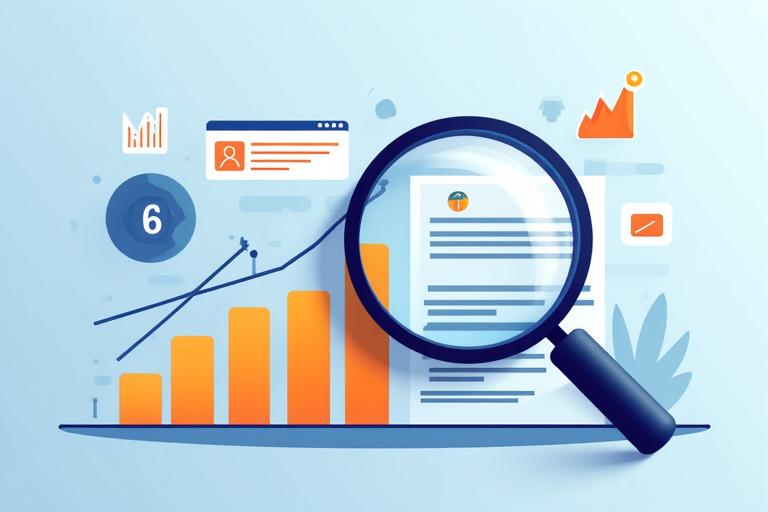 Magnifying glass over a chart showing search engine rankings