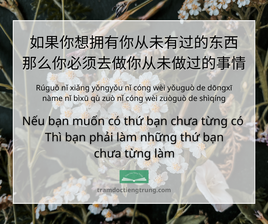 quote:Nếu bạn muốn có thứ bạn chưa từng có Thì bạn phải làm những thứ bạn chưa từng làm