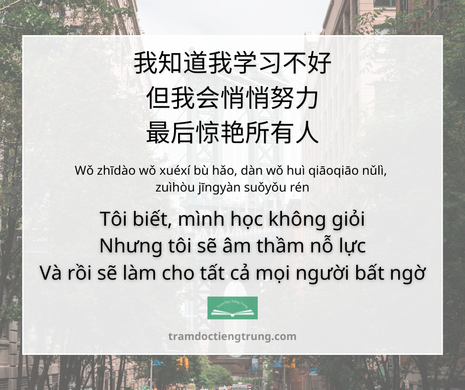 Quote: Tôi biết, mình học không giỏi Nhưng tôi sẽ âm thầm nỗ lực Và rồi sẽ làm cho tất cả mọi người bất ngờ